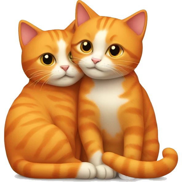 Two orange cats cuddling together emoji