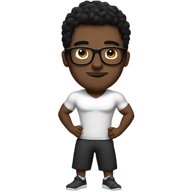  gym bro  white guy, glasses and dark hair emoji