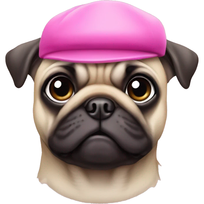 Pug with pink hat emoji