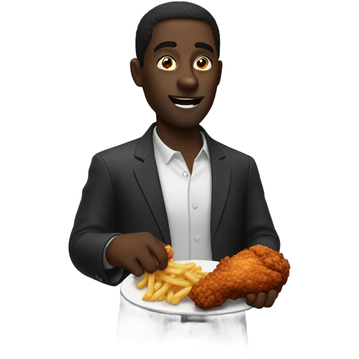 Dark man eating fried chicken emoji