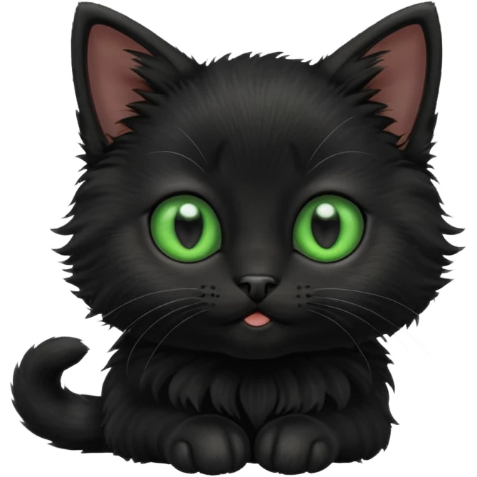 A photo-realistic digital illustration of a cute black kitten emoji