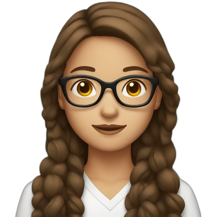 girl with brown hair wear eyeglasses emoji