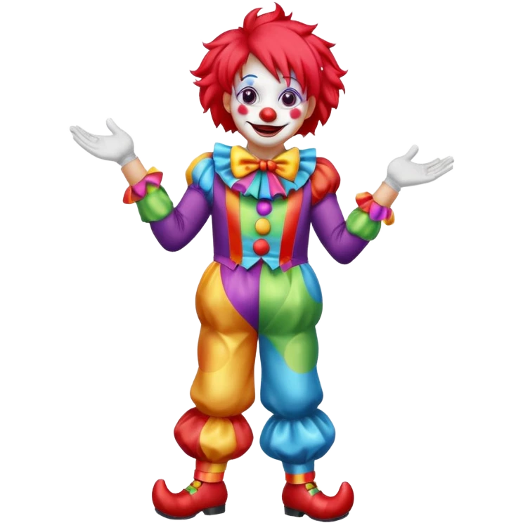 Clown – Bright makeup, red nose, colorful wig, exaggerated smile, full body emoji
