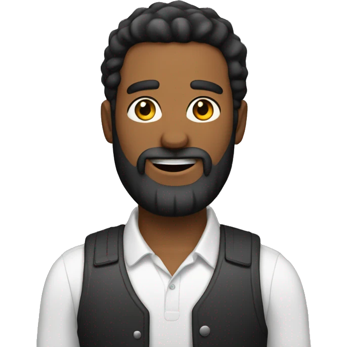 Create an emoji of a man with a beard, black hair that works in IT and likes cars emoji