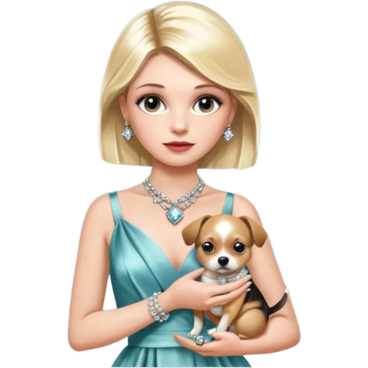 Chanel Oberlin, with a small dog in her arms, glamorous look emoji