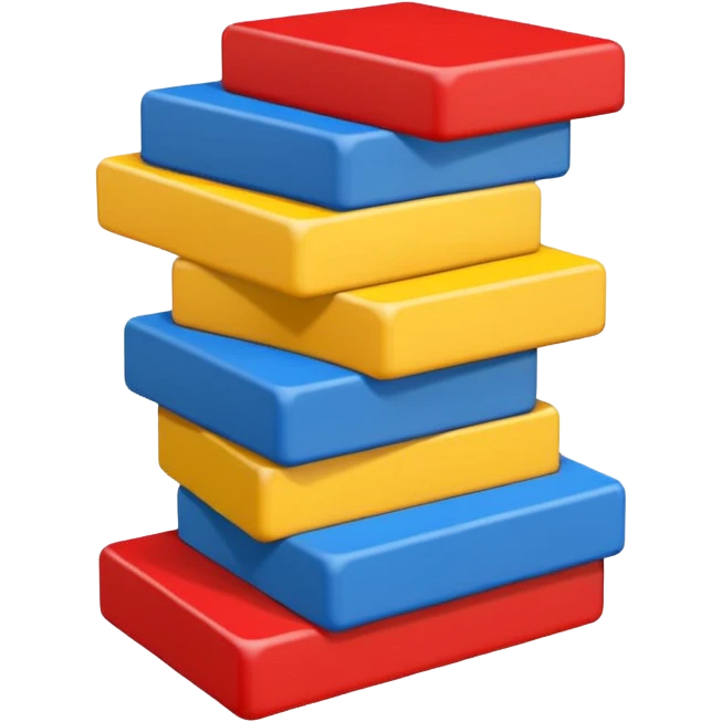 blocks ontop of eachother but staggered in different primary colours emoji