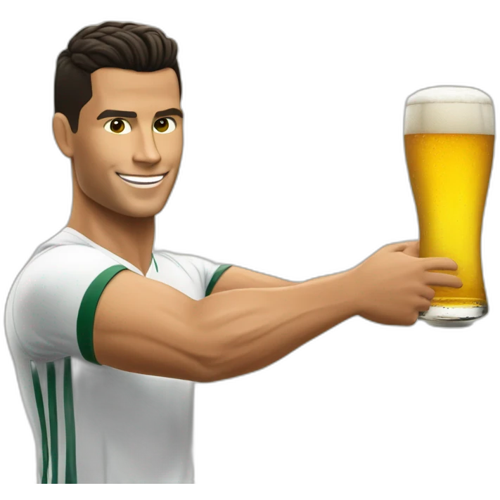 CR7 tenant une bière à la main emoji