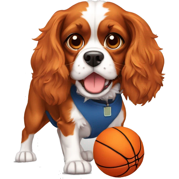 cavalier king charles paying basketball  emoji