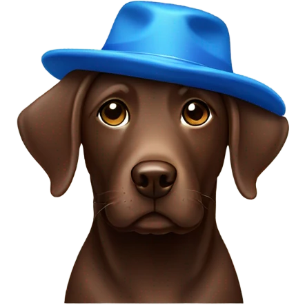 chocolate labordor wearing blue hat emoji