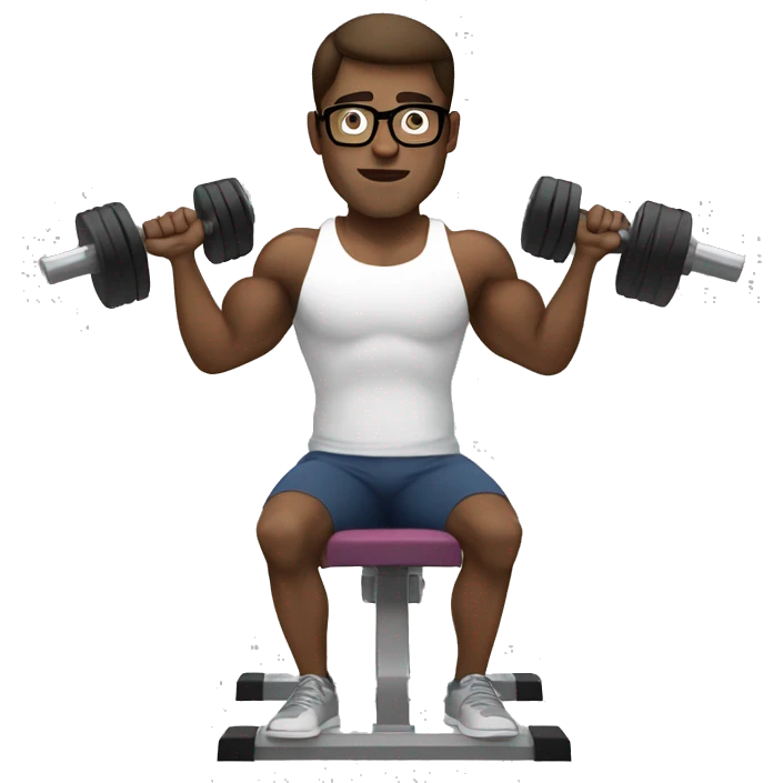 White guy brown hair with glasses doing benchpress workout emoji