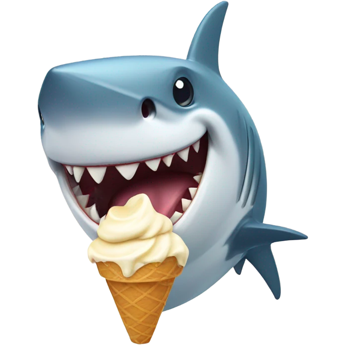 Shark smiling while eating an ice cream emoji