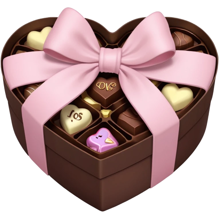 pale pink heart box, pale pink bow, filled with chocolates inside emoji