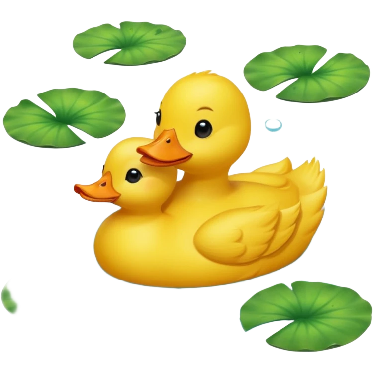 A yellow duck in a lake surrounded by nature
 emoji