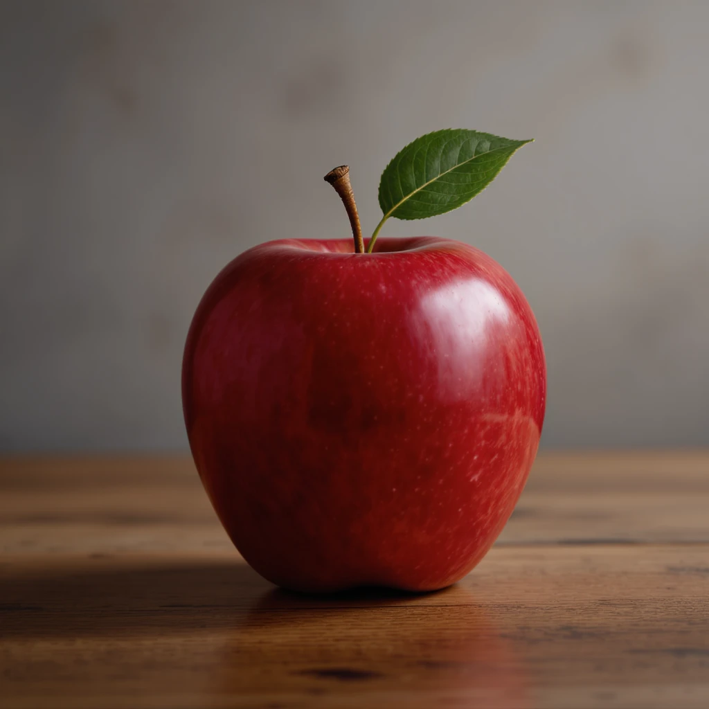 realistic shiny red apple icon in skeuomorphism style with subtle shadows and highlights emoji