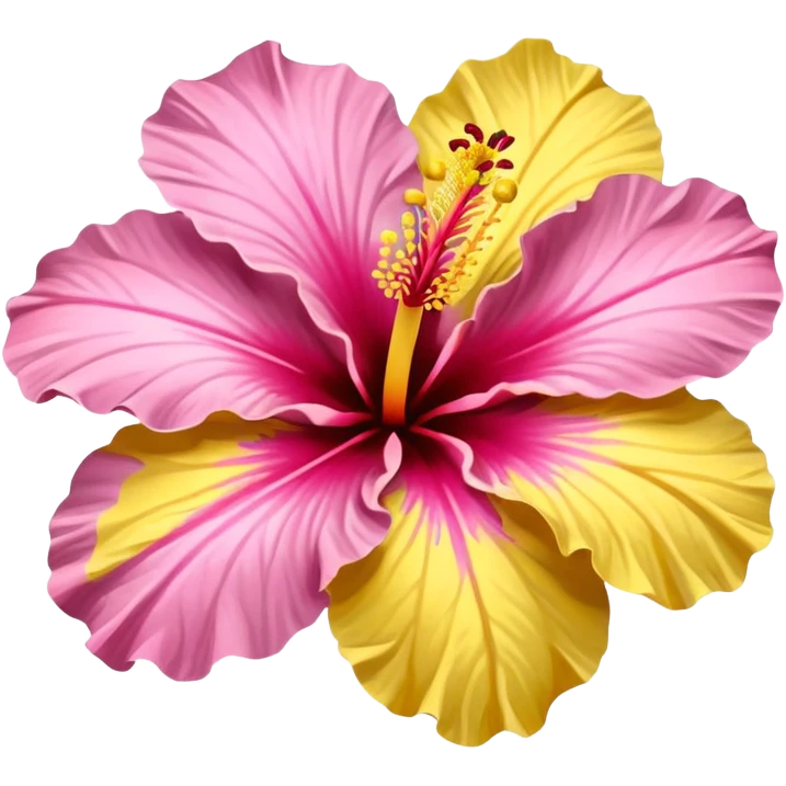 yellow and pink hibiscus flower emoji