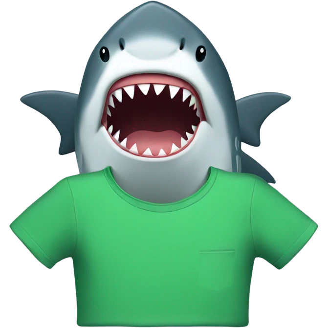 Green T shirt with a shark  emoji