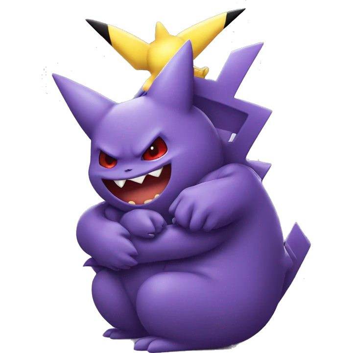 Gengar and Pikachu pokémon hugging emoji