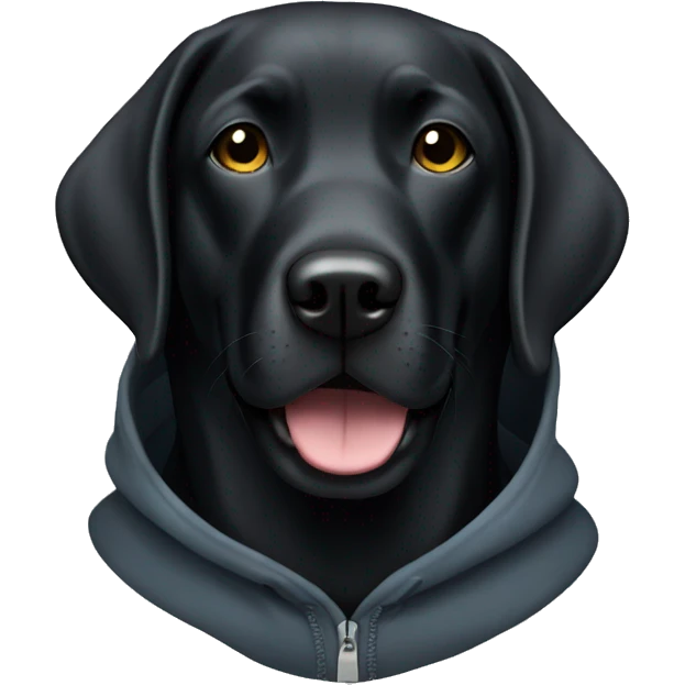 Black lab wearing a hoodie emoji