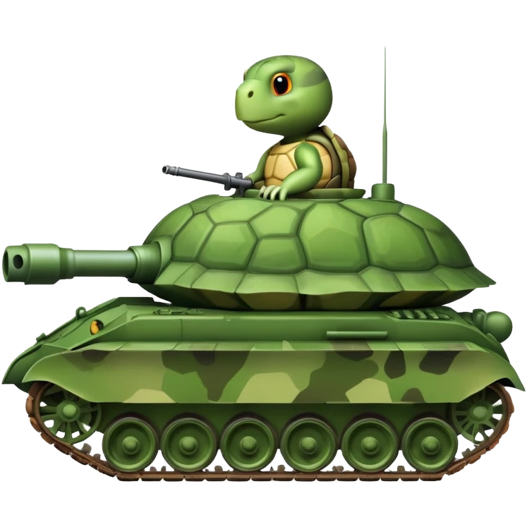 Turtle driving on a tank emoji