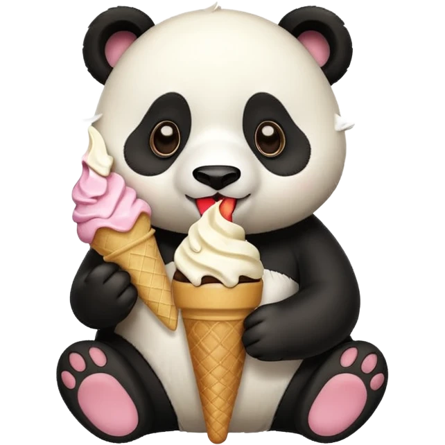 Panda eating ice cream emoji