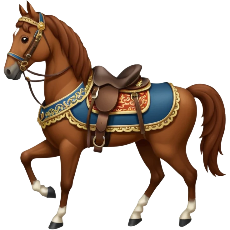 Horse with Cossack saddle emoji