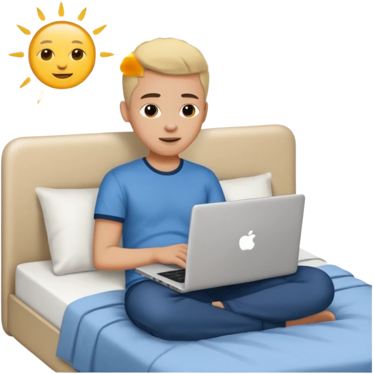 laptop working in bed emoji