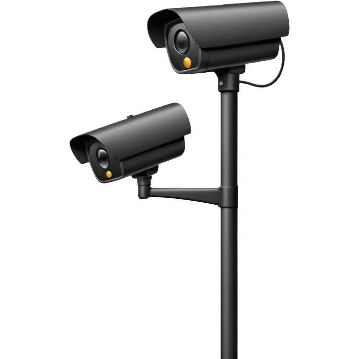 5 CCTV cameras on a pole in black one on top emoji