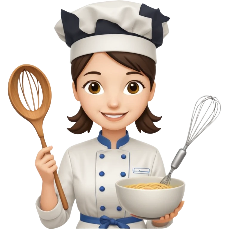 female chef holding whisk and bowl emoji