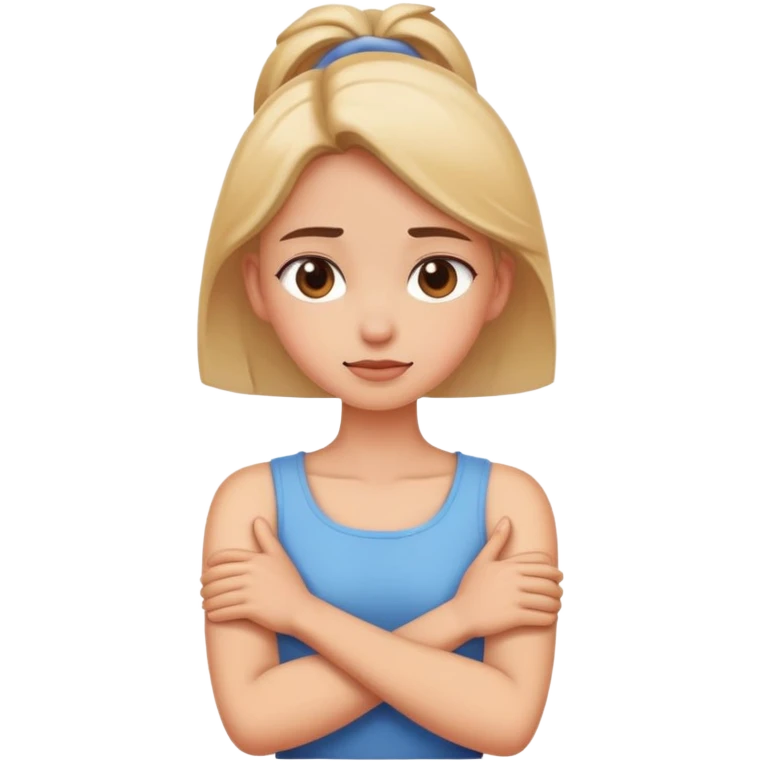 girl arms crossed holding her neck emoji