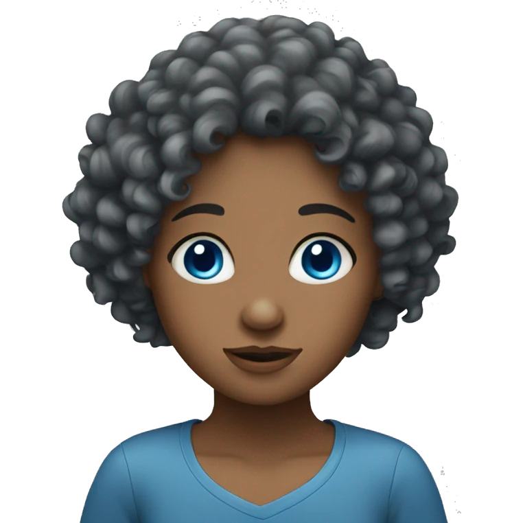 Curly-haired girl with blue eyes emoji