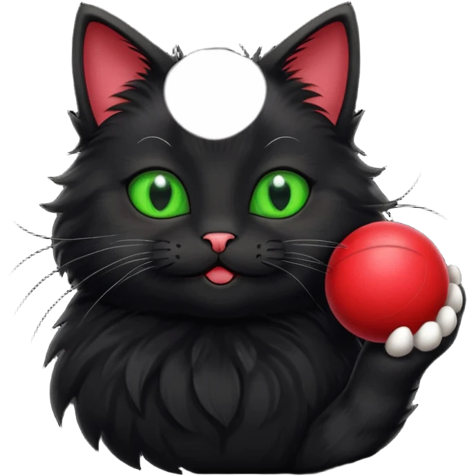 happy black cat playing with small ball emoji