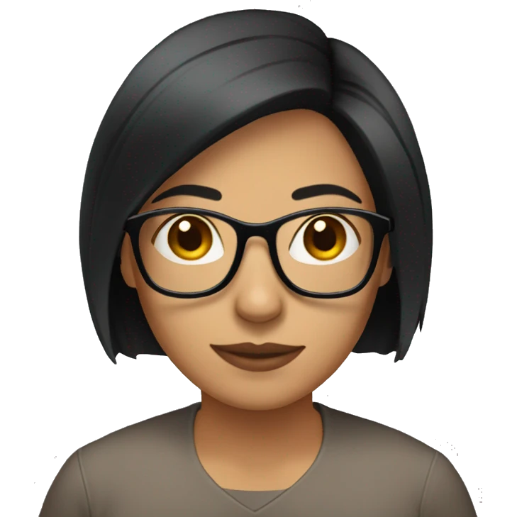 Hispanic woman with short straight black hair to her shoulders and glasses emoji