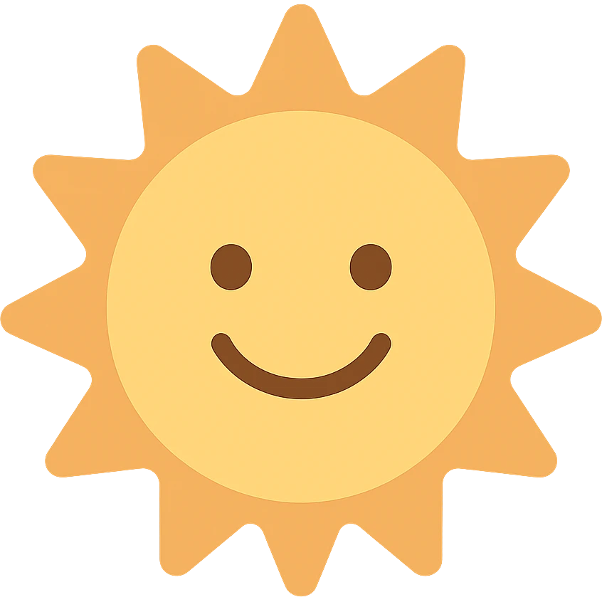 smiling sun icon with color emoji