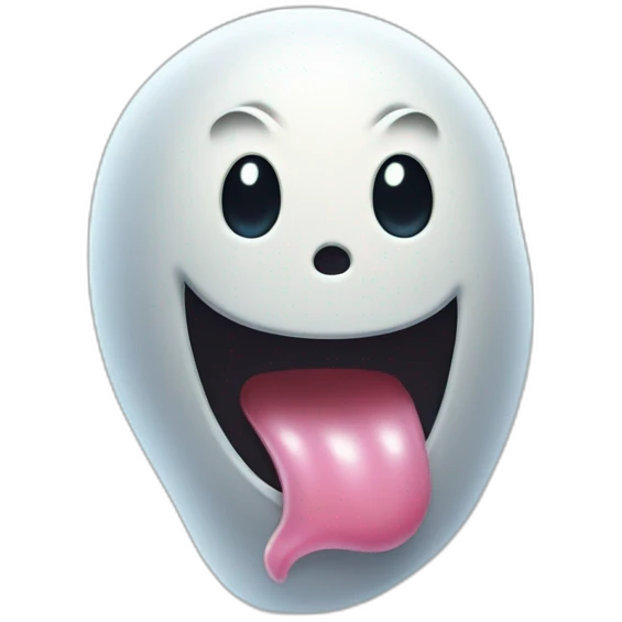 a funny little ghost who sticks out his tongue emoji