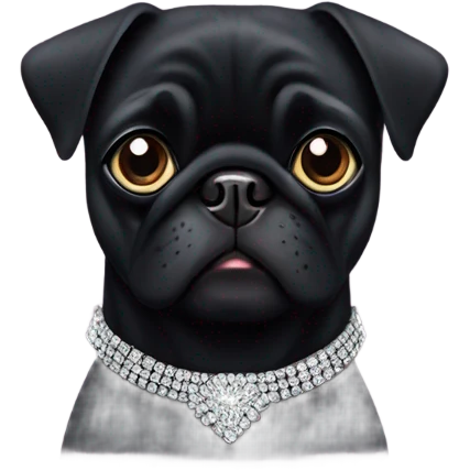 Black pug with rhinestone collar  emoji