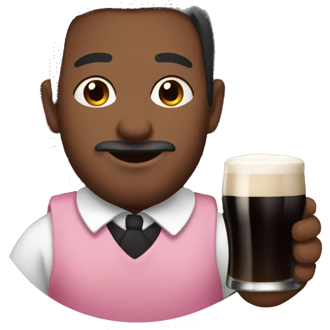 Man drinking Guinness wearing a pink dress emoji