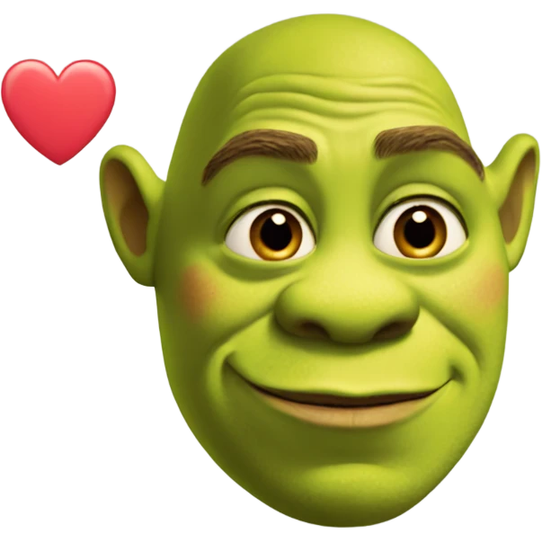 Shrek with love heart eyes emoji