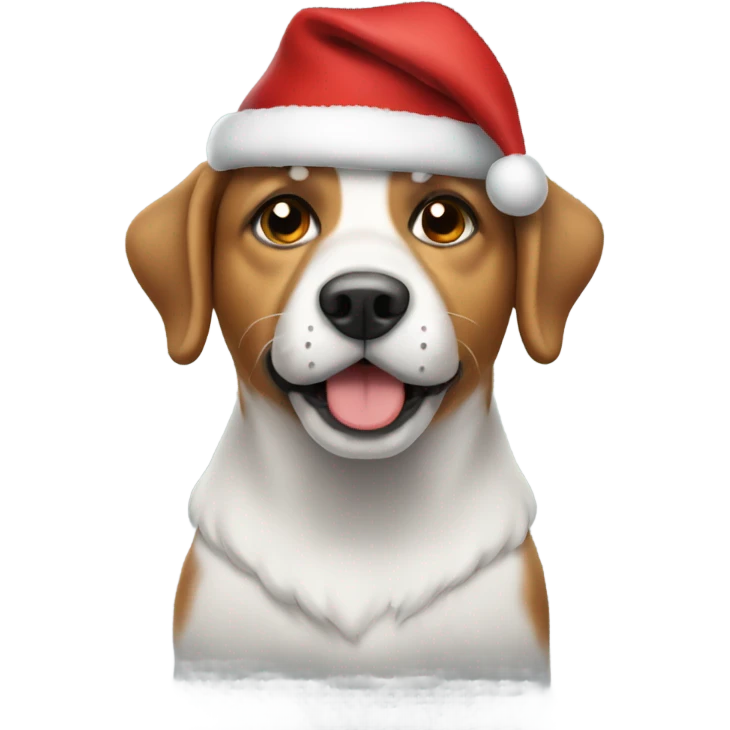 A dog with a Christmas hat emoji
