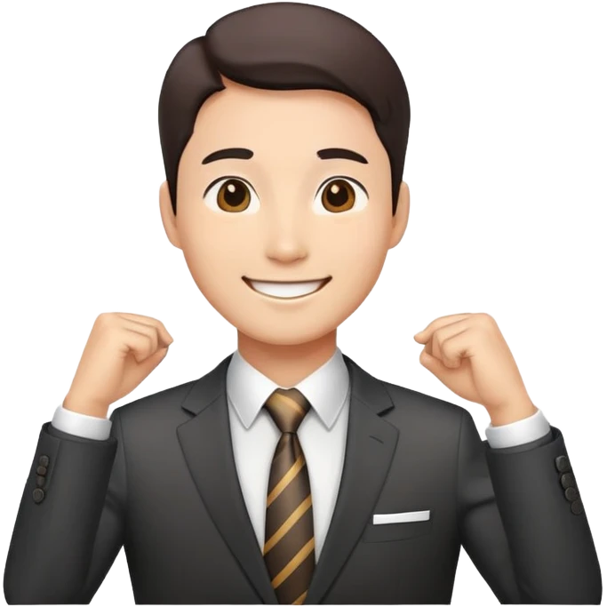 Korean male office worker in business suit with tie emoji