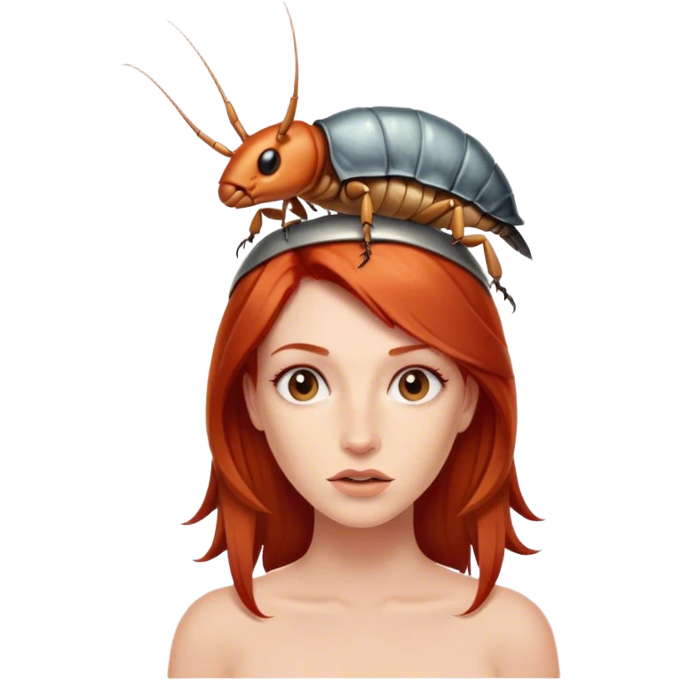 redhead with roach on head emoji