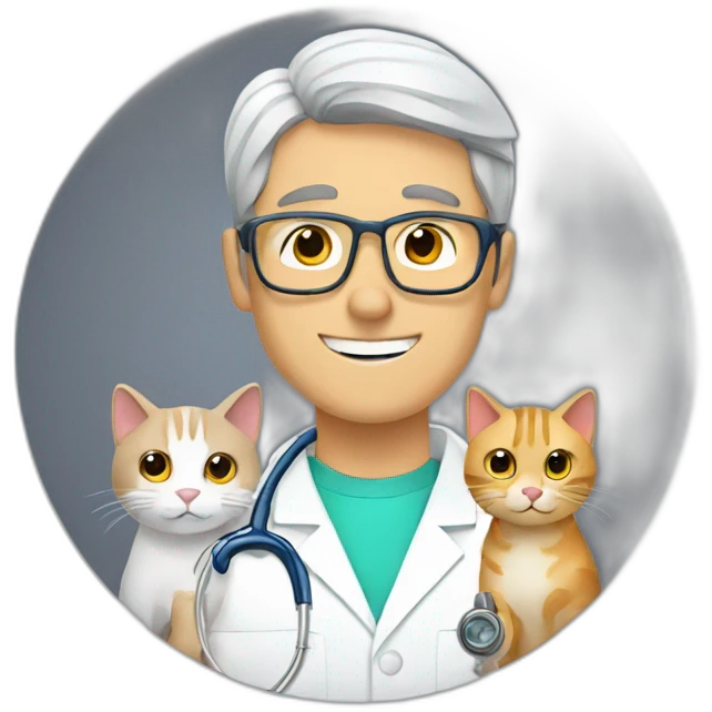 male radiologist with two cats emoji
