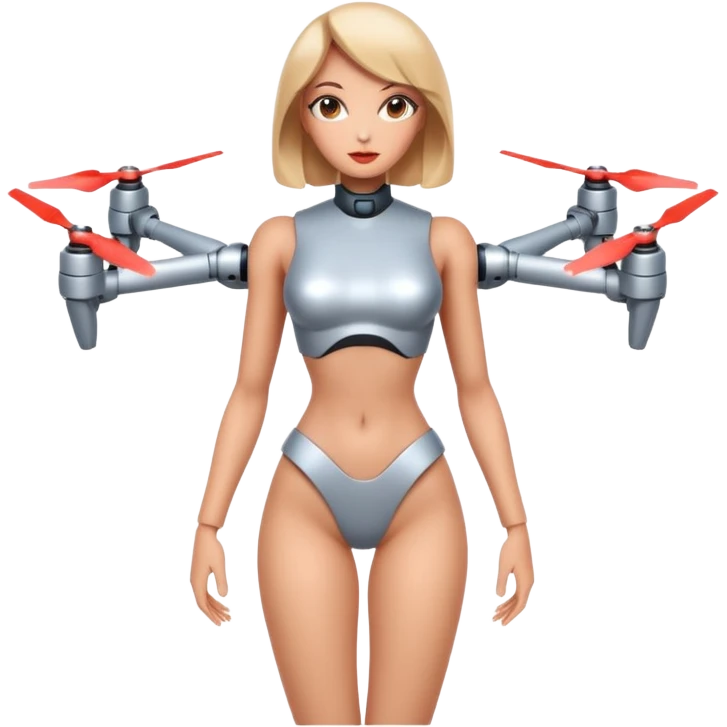 Sexy blank face drone robot girl full body pinup pose emoji