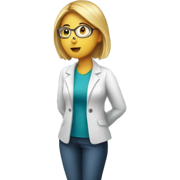 Female looking at whiteboard with science and biology emoji