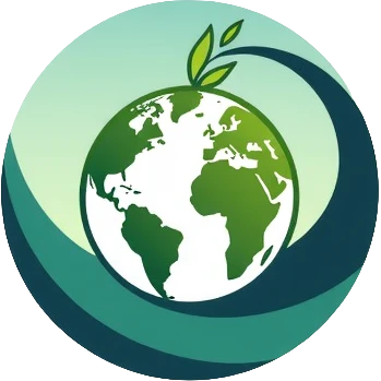 Clean minimalistic logo on 3:2 ratio canvas with circular motif. Inside circle: barcode transitioning into globe. Soft gradients of green and blue suggesting sustainability and trust. Sleek, professional, contemporary style focused on simplicity. emoji