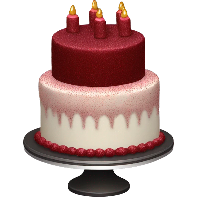 a dark red velvet glittery cake  emoji