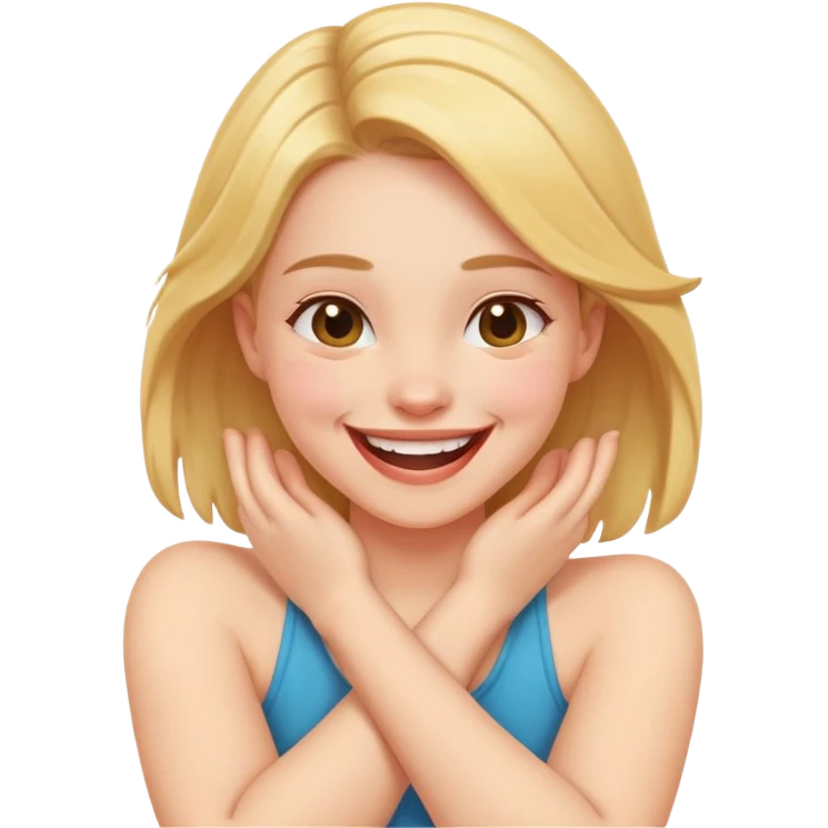 arms crossed holding neck laughing girl  emoji