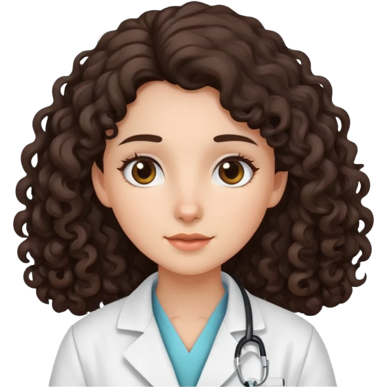 dark brown long curly hair girl with lab coat  emoji