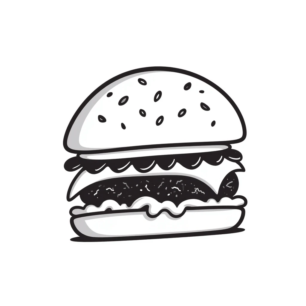 doodle style cheeseburger, hand-drawn, playful emoji