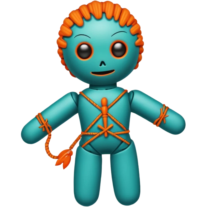 teal and orange voodoo doll emoji