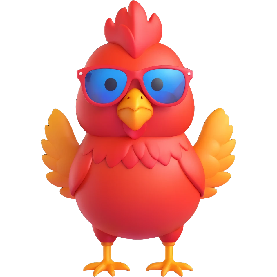chicken with sunglasses, striking a pose, playful style emoji